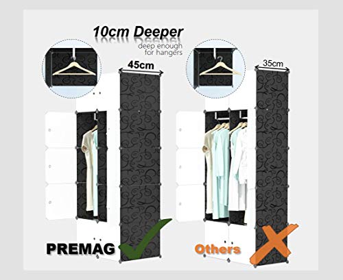 PREMAG Armario portátil para Colgar la Ropa, ropero Combinado, Armario Modular para Ahorrar Espacio, Ideal Organizador de Almacenamiento Cubo para Libros, Juguetes, Toallas (10-Cube)