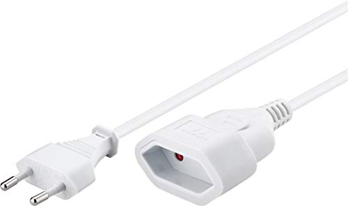 Premium Cord - Cable alargador (230 V, 2 m, Enchufe Europeo con Enchufe Europeo y Enchufe, alargador de Cable de Red para 230 V, Enchufe de 230 V), Color Blanco