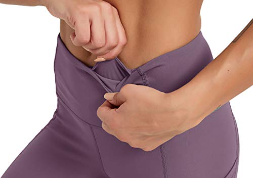 Priessei - Pantalones cortos de compresión para mujer, cintura alta, para yoga, correr, con bolsillos laterales - - XL