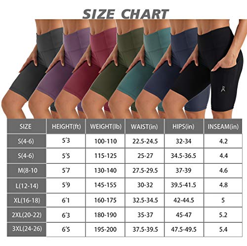 Priessei - Pantalones cortos de compresión para mujer, cintura alta, para yoga, correr, con bolsillos laterales - - XL