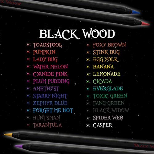 * PRIME DAY DEALS * Black Widow ® Lápices de colores para adultos, el mejor juego de lápices de colores para adultos Libros para colorear, Un kit de dibujo Blackwood de 24 piezas