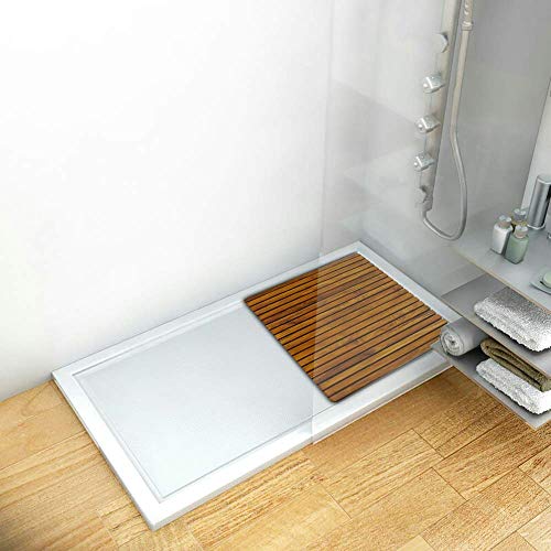 PrimeMatik - Tarima para Ducha y baño Cuadrada 61 x 61 cm de Madera de Teca certificada