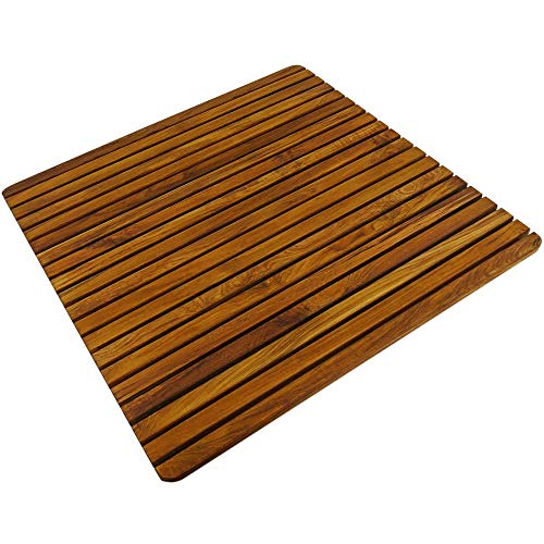 PrimeMatik - Tarima para Ducha y baño Cuadrada 61 x 61 cm de Madera de Teca certificada