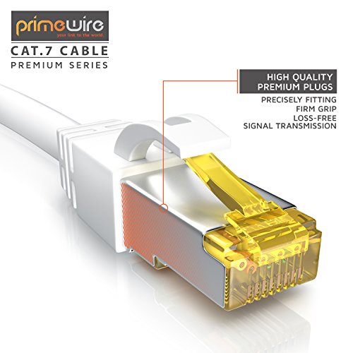 Primewire 25m Cable de Red Gigabit Ethernet Cat 7-10000 Mbit s - Cable de Conexión - Cable Cat 7 en Bruto con apantallamiento S FTP PIMF y Conector RJ45 - Punto de Acceso Switch Router Modem