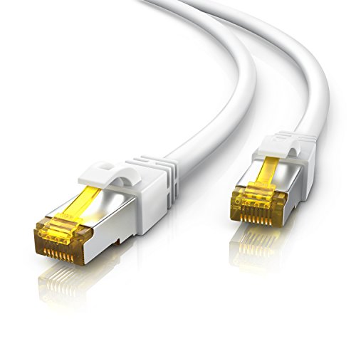 Primewire 25m Cable de Red Gigabit Ethernet Cat 7-10000 Mbit s - Cable de Conexión - Cable Cat 7 en Bruto con apantallamiento S FTP PIMF y Conector RJ45 - Punto de Acceso Switch Router Modem