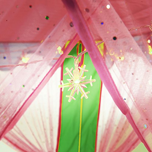 Princesa de la Muchacha Tienda del Castillo con 5 Metros con Pilas Decoración de Interior Luces de Hadas 50pcs LED Copos de Nieve iluminación -Pink Playhouse Pop up Tienda de campaña Sala d