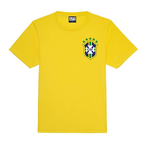Print Me A Shirt Kit del Equipo de Brasil Brazil Personalizable para Ninos con Camiseta de Futbol, Pantalones Corto, Calcetines y Bolsa.
