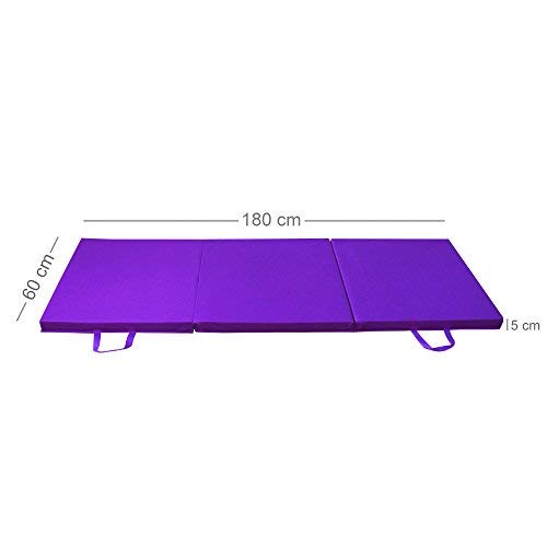 PRISP Colchoneta de Espuma 180 cm, Triple Plegable, para Gimnasia, Fitness, Yoga, aeróbics y Ejercicio para casa e Interiores; Largo: 180cm, Ancho: 60 cm, Grueso: 5 cm