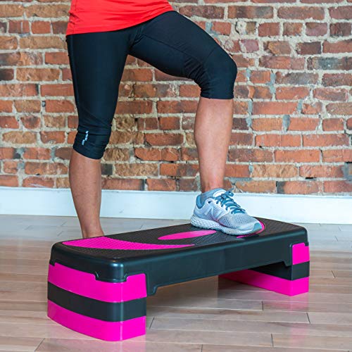 PRISP Step para Fitness 78 cm; Ajustable en 3 Alturas (10/15/20cm); Stepper Aerobic para su Gimnasio en casa; 78 x 28 cm