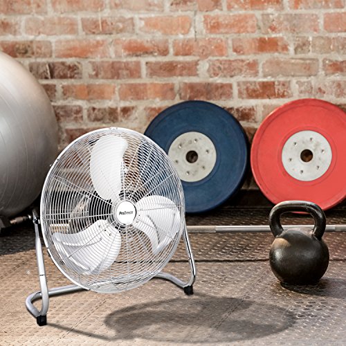 Pro Breeze Ventilador de Suelo Cromado para Gimnasio de 20" con 3 velocidades y Cabezal Ajustable