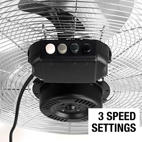 Pro Breeze Ventilador de Suelo Cromado para Gimnasio de 20" con 3 velocidades y Cabezal Ajustable