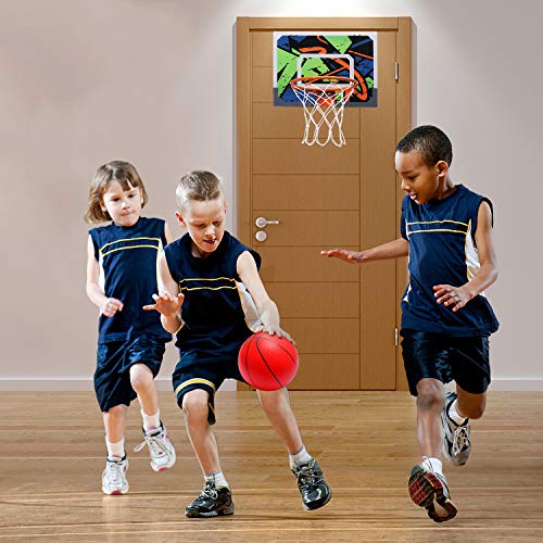 Pro Indoor Mini Canasta de Baloncesto para Niños – 16 x 12 pulgadas – Canasta de Baloncesto para Puerta y Pared – 2 Pelotas de Goma y 1 Bomba de Aire – Regalos para Niños Tikitaka