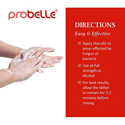 Probelle Jabón antifúngico a partir de aceite de coco puro con protección antimicrobiana. Ayuda a las áreas de la piel afectadas. 9.5 oz / 280 ml