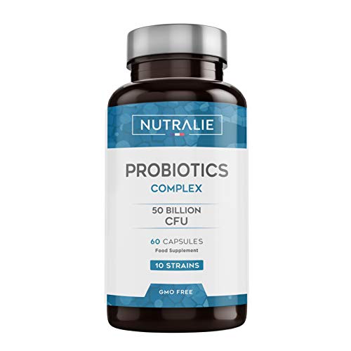 Probiótico 50 mil millones de UFC garantizados por dosis | 10 cepas efectivas y naturales | 60 cápsulas vegetales | Mejora las defensas y la flora intestinal | Probióticos complex | Nutralie