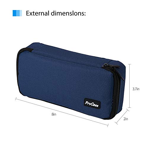 ProCase Estuche Escolar de Gran Capacidad, Bolsa de Lápiz Portable Estuche Organizador para Material Papelería con Cremallera Doble para Hombre Mujer Estudiante en Escuela Oficina –Azul Marino