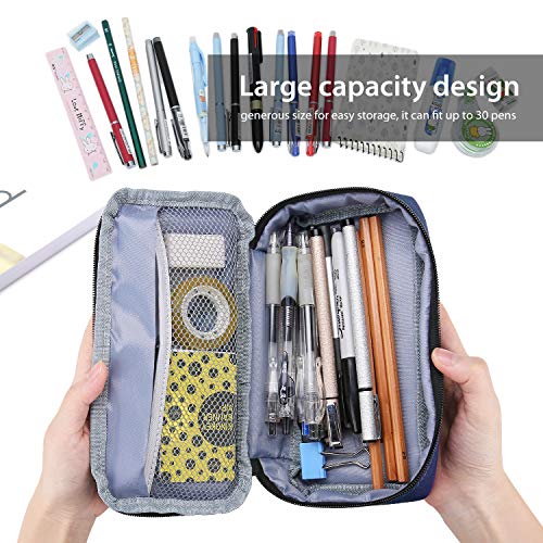 ProCase Estuche Escolar de Gran Capacidad, Bolsa de Lápiz Portable Estuche Organizador para Material Papelería con Cremallera Doble para Hombre Mujer Estudiante en Escuela Oficina –Negro