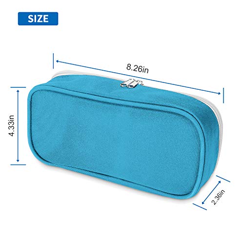 ProCase Estuche Escolar Gran Capacidad, Bolsa de Lápiz Portable Lapicero para Material de Papelería Maquillaje con Cremallera Doble para Estudiantes en Escuela y Empleados en Oficina –Azul