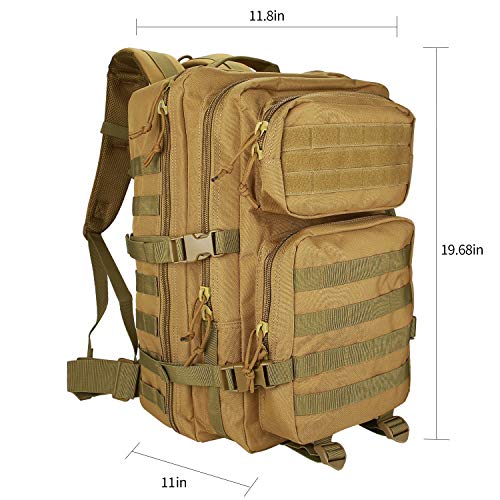 ProCase Mochila 40 L Táctica Militar, Paquete de Asalto MOLLE de Gran Capacidad para Utilidad Militar, Bolsa de Emergencia de 3 Días para Caza Senderismo Acampada y Actividad al Aire Libre –Caqui