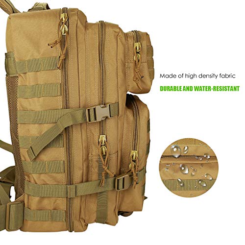 ProCase Mochila 40 L Táctica Militar, Paquete de Asalto MOLLE de Gran Capacidad para Utilidad Militar, Bolsa de Emergencia de 3 Días para Caza Senderismo Acampada y Actividad al Aire Libre –Caqui