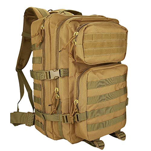 ProCase Mochila 40 L Táctica Militar, Paquete de Asalto MOLLE de Gran Capacidad para Utilidad Militar, Bolsa de Emergencia de 3 Días para Caza Senderismo Acampada y Actividad al Aire Libre –Caqui