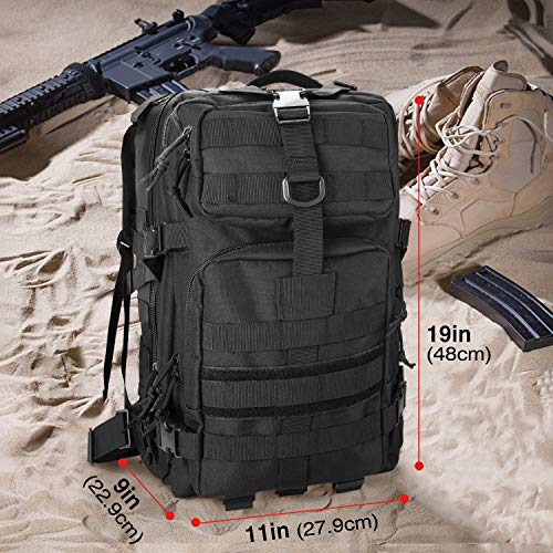 Procase Mochila Táctica Militar 35L, Paquete de Asalto MOLLE de Gran Capacidad para Utilidad Militar, Bolsa Caminata de 2 Días para Caza Senderismo Acampada y Actividad al Aire Libre –Negro