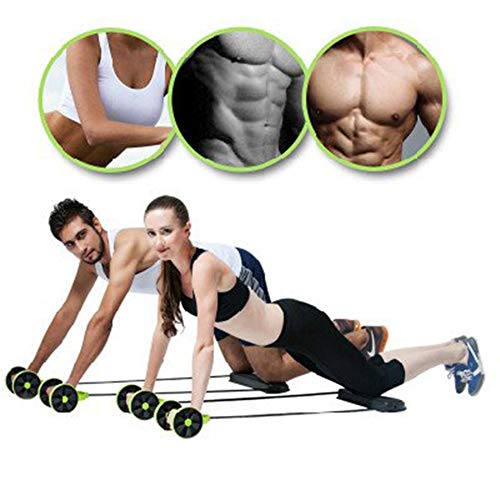 Professional AB Wheel Roller Admite Hombres Mujer Fitness Entrenador Abdominal ABS Kit de Entrenamiento Bandas de Resistencia Ejercicio Multifunción Crossfit Ejercicio