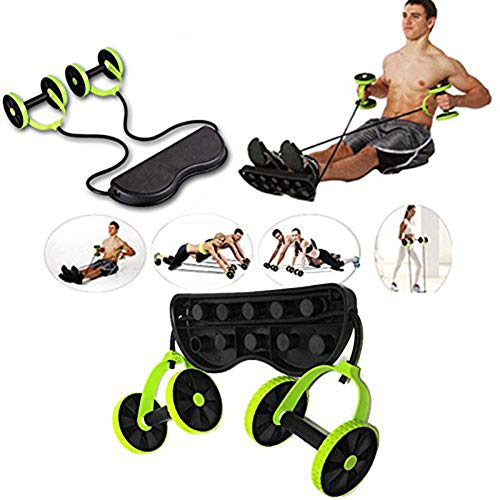 Professional AB Wheel Roller Admite Hombres Mujer Fitness Entrenador Abdominal ABS Kit de Entrenamiento Bandas de Resistencia Ejercicio Multifunción Crossfit Ejercicio