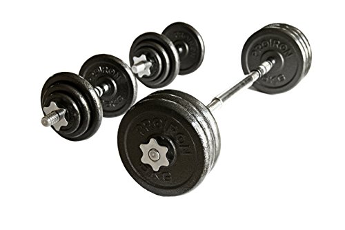 PROIRON Mancuernas Ajustables 20kg Conjunto con Pesas Barra y Discos, Convertido haltera para Culturismo, Aptitud, Halterofilia, Ejercicios de Gimnasio doméstico, Banco de Pesas