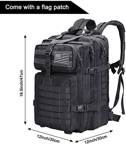 PROSPO 40L Mochila Táctica Bolso de Senderismo Ligera al Aire Libre Estilo Militar Múltiple Función para Caza Acampar Senderismo Trekking Ciclismo Camping (Negro)