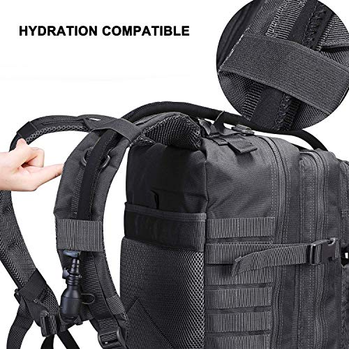 PROSPO 40L Mochila Táctica Bolso de Senderismo Ligera al Aire Libre Estilo Militar Múltiple Función para Caza Acampar Senderismo Trekking Ciclismo Camping (Negro)