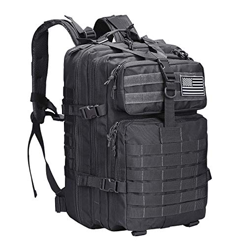 PROSPO 40L Mochila Táctica Bolso de Senderismo Ligera al Aire Libre Estilo Militar Múltiple Función para Caza Acampar Senderismo Trekking Ciclismo Camping (Negro)