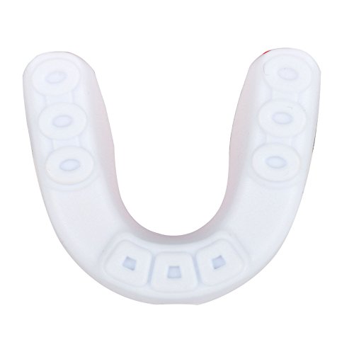 Protector de boca, dientes pantalla con material de silicona médica Fit para MMA/boxeo Rugby/bandera/fútbol/lacrosse/Baloncesto/Grinding dientes, blanco y rojo