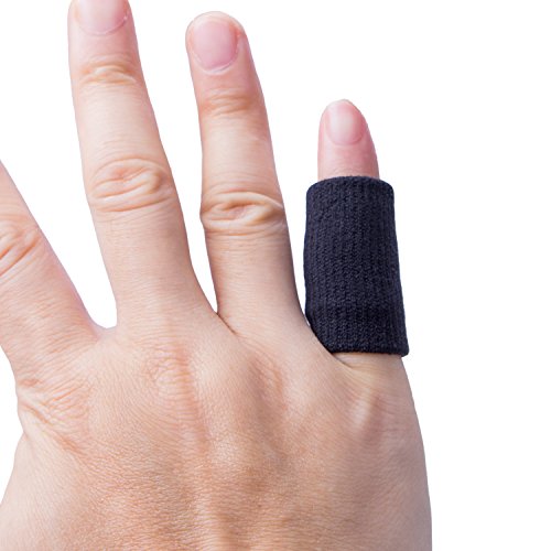 Protector de Dedos,Diealles Dedo Manga Protector Elástico Vendas Bandas Finger Guard para Baloncesto Voleibol Bádminton - 10PCS (Negro)