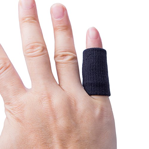 Protector de Dedos,Diealles Dedo Manga Protector Elástico Vendas Bandas Finger Guard para Baloncesto Voleibol Bádminton - 10PCS (Negro)