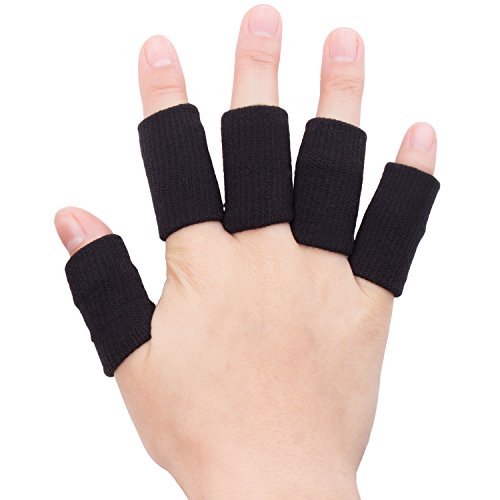 Protector de Dedos,Diealles Dedo Manga Protector Elástico Vendas Bandas Finger Guard para Baloncesto Voleibol Bádminton - 10PCS (Negro)