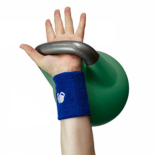 PROTONE Kettlebell/Pesas Rusas Protector de muñeca y Brazo: un Juego de Protectores de muñeca con un diseño Delgado Que Incluye un Inserto de plástico para protección - Negro (Azul)