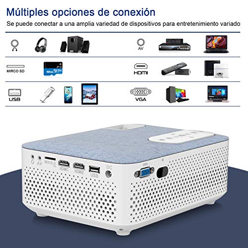 Proyector, Mini Proyector Portátil FANGOR Video proyector Cine en casa 4500 lúmene Soporte 1080P Bluetooth proyector, Compatible con TV Stick, PS4, HDMI (Actualización 2020)