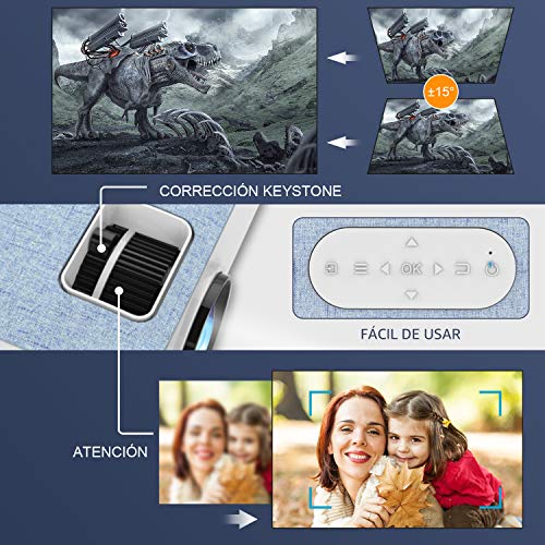 Proyector, Mini Proyector Portátil FANGOR Video proyector Cine en casa 4500 lúmene Soporte 1080P Bluetooth proyector, Compatible con TV Stick, PS4, HDMI (Actualización 2020)