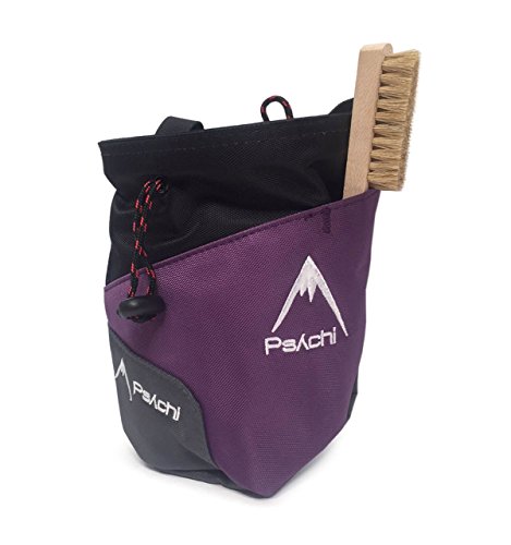 Psychi - Kit para Escalada en Bloque y Tradicional - Bolsa y Correa para la Cintura, Bola de magnesio y Cepillo - Morado