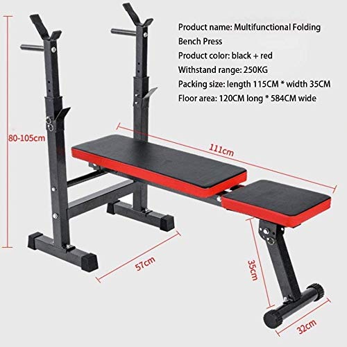 Pull-up bares jaula de sentadillas cama plegable multifunción pesas en banco squat rack Barra Conjunto de fitness equipo de entrenamiento de las heces (Color: Negro, Color: 111 * 57 * 105cm | Negro