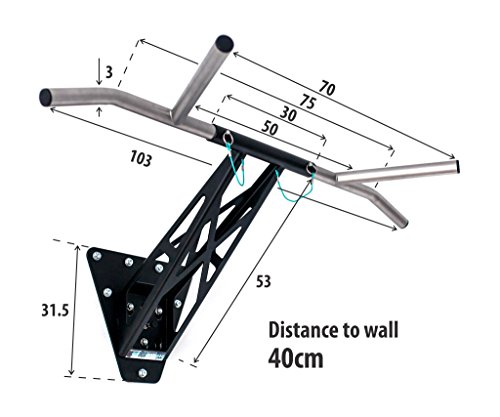 PULLUP & DIP Barra de Dominadas y Dips Premium, Barra Dominadas Móvil para Pared en Casa y Exteriores en Arbol y Poste, Interior + Exterior (Montaje de Pared y árbol/Poste)