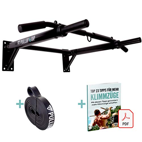 PULLUP & DIP Barra Dominadas Pared, Barra de Tracción, Pull-Up Bar Multiagarre Profesional, Incluye Tornillos, Banda Elástica Para Dominadas y eBook, Hasta 200 kg