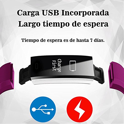 Pulsera Actividad Con GPS,ID115Plus HR Bluetooth Pulsera Intellgente con Ritmo cardiaco,Contador de pasos,Monitor de sueño,IP67 Impermeable,Podómetro para Android y iOS Telefono movil,COOLEAD(Púrpura)