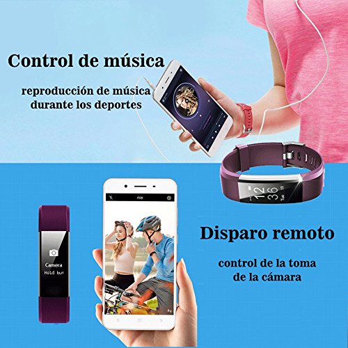 Pulsera Actividad Con GPS,ID115Plus HR Bluetooth Pulsera Intellgente con Ritmo cardiaco,Contador de pasos,Monitor de sueño,IP67 Impermeable,Podómetro para Android y iOS Telefono movil,COOLEAD(Púrpura)