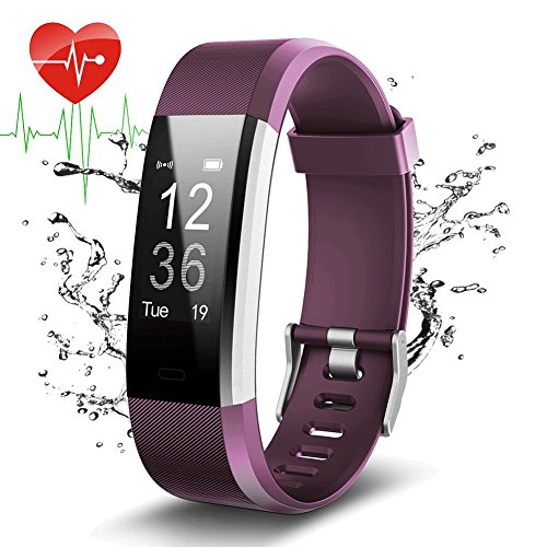 Pulsera Actividad Con GPS,ID115Plus HR Bluetooth Pulsera Intellgente con Ritmo cardiaco,Contador de pasos,Monitor de sueño,IP67 Impermeable,Podómetro para Android y iOS Telefono movil,COOLEAD(Púrpura)