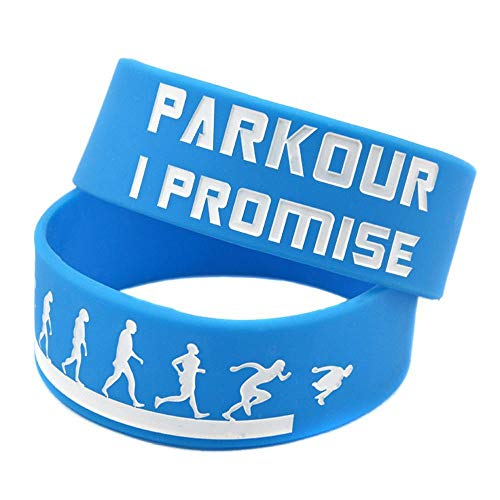 Pulsera de silicona Correa de muñeca de 1 pulgada Parkour run pulsera de silicona fresca Promesa de relleno Conjunto de dos piezas,Blue