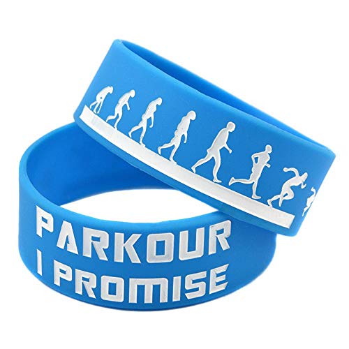 Pulsera de silicona Correa de muñeca de 1 pulgada Parkour run pulsera de silicona fresca Promesa de relleno Conjunto de dos piezas,Blue