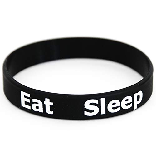 Pulsera negra Eat Sleep Train Repeat - Silicona / Caucho para hombres, mujeres o niños - Deporte, Fitness, Culturismo, Crossfit, Entrenamiento, Gimnasio