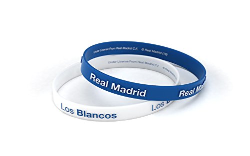 Pulsera Real Madrid Club de Fútbol Relieve Azul y Blanca Estándar para Hombre, Pulsera de Silicona, Producto Oficial