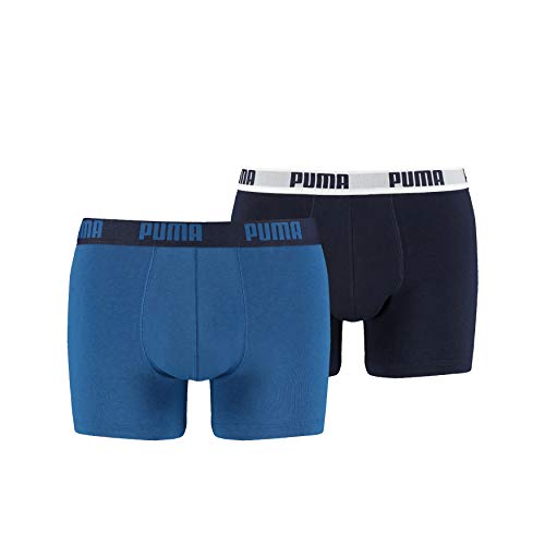 Puma Basic - Boxer para hombre, color Azul / Azul marino, talla Medium, paquete de 2